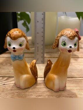 Vintage Japanese Ceramic Dog Salt & Pepper Shakers – Kawaii Mid-Century Style